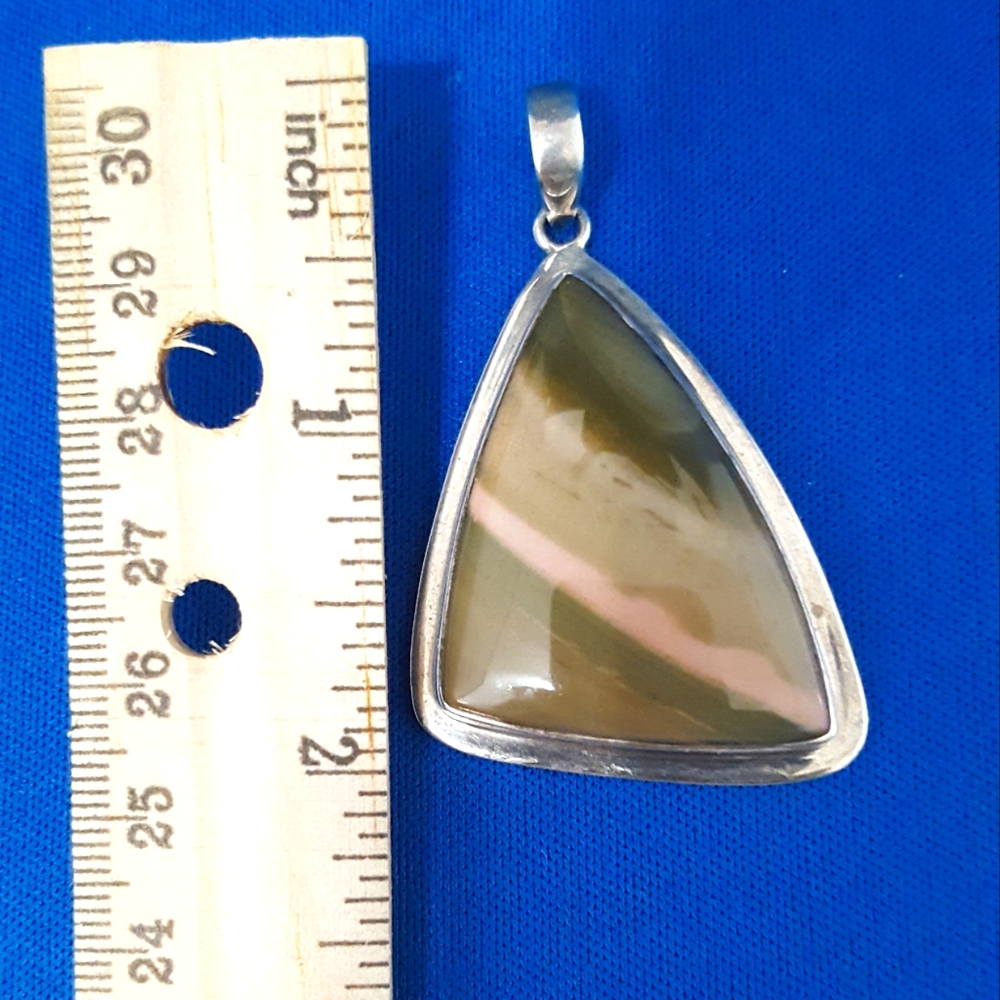 Triangle Shaped Multi Colored Stone On Sterling S… - image 1